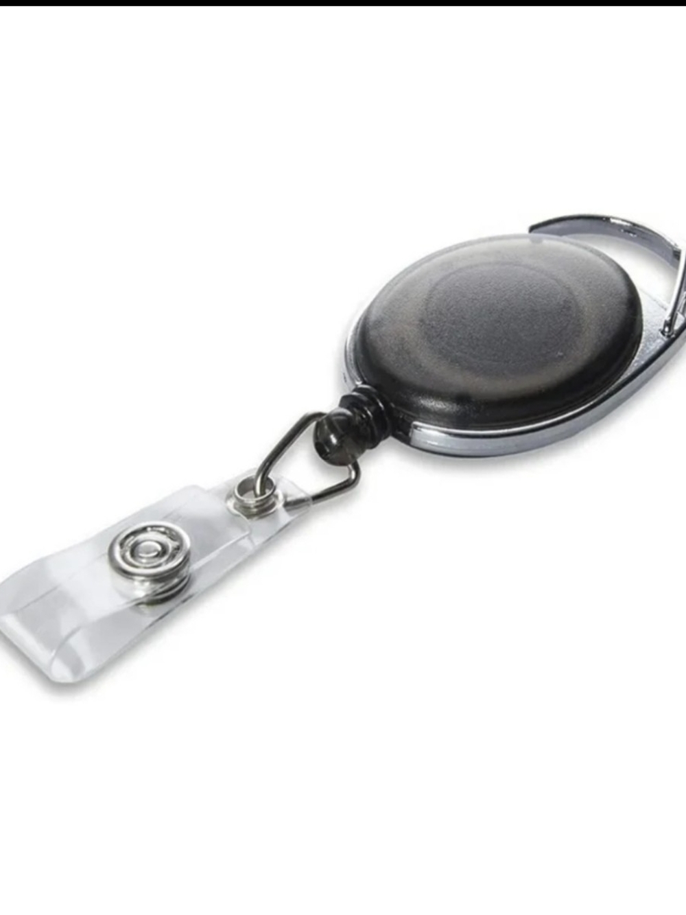 Black Retractable Carabiner Belt Clip Badge Reel with Clear Key Ring